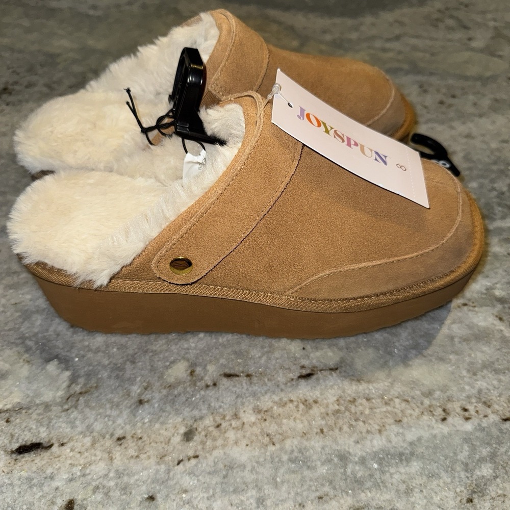 NWT Women's‎ 8 Cozy Joyspun Brown Slip On Boots Platform Faux Fur